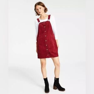 CELEBRITY PINK Juniors' Cotton Corduroy Button-Front Pinafore